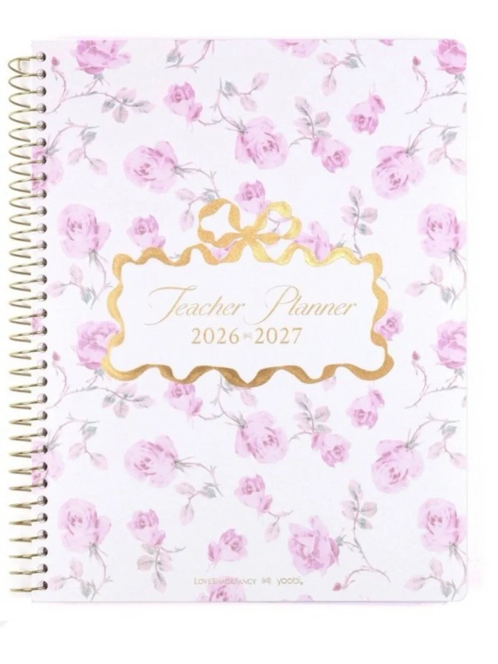 LoveShackFancy Teacher Planner 2026-2027 - Pink Floral Gold Accents NWT